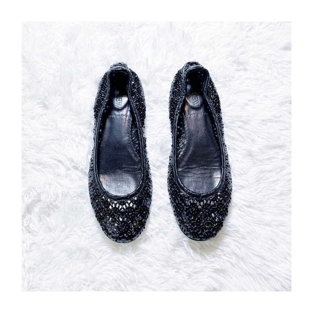 J. Crew Leather Flats Round Toe Lace Cutouts SZ5.5 Italy